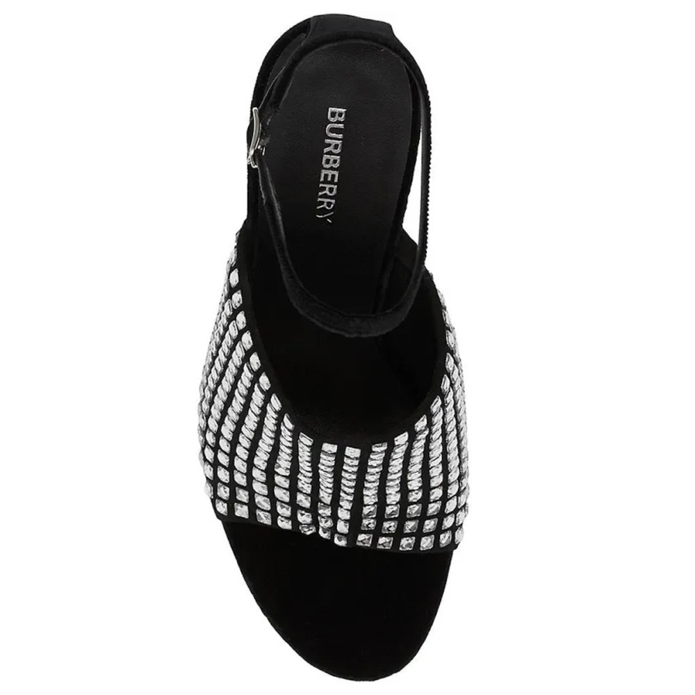 BURBERRY Ivy Velvet Rhinestone Sandals Black Ankle Strap Heels EU39/39.5 US9 ⚪️ - Picture 5 of 16